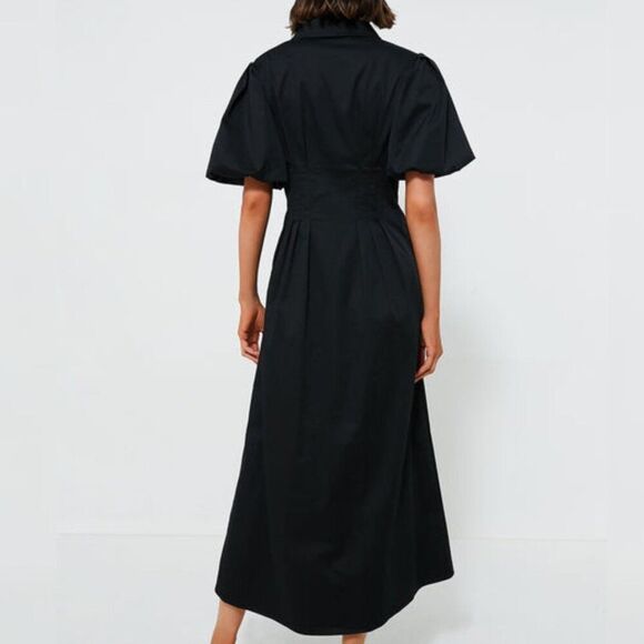 TUCKERNUCK- S -  Black Delaney Puff Sleeve Fit & Flare Pleated Maxi Dress $228 - Picture 3 of 8